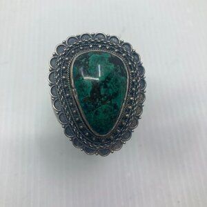 Chunky turquoise sterling silver Navajo style mens ring sz 13 3/4